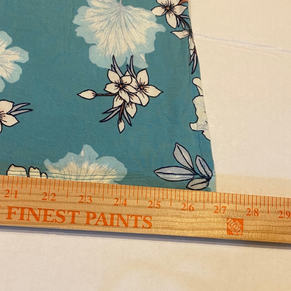 Soma XL Cool Nights Long Sleepshirt SS - Teal Floral Nightgown 93% Rayon - Picture 12 of 12